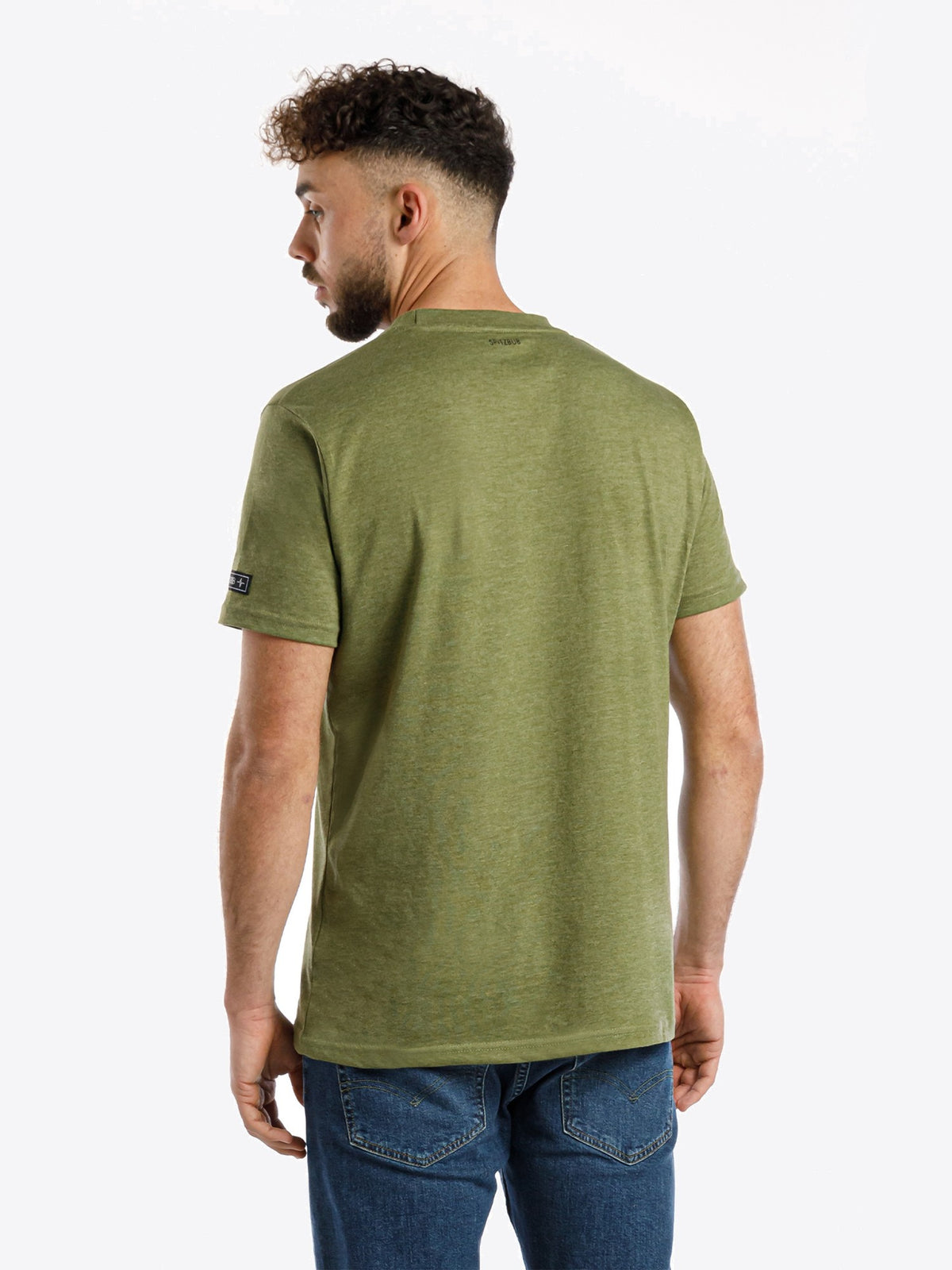 Rückenansicht Shirt Erich, olivgrünes Herren T-Shirt