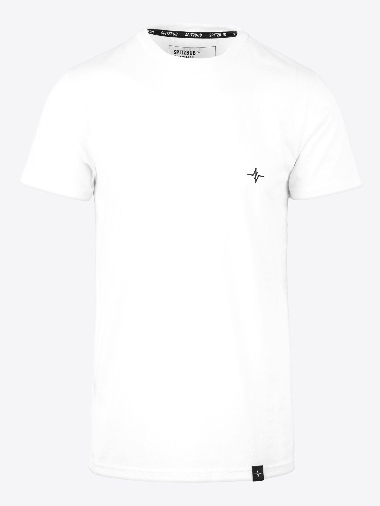 Detailaufnahme, Logo-Print/Schriftzug des Shirt Henri von spitzbub STUDIOS in Weiß