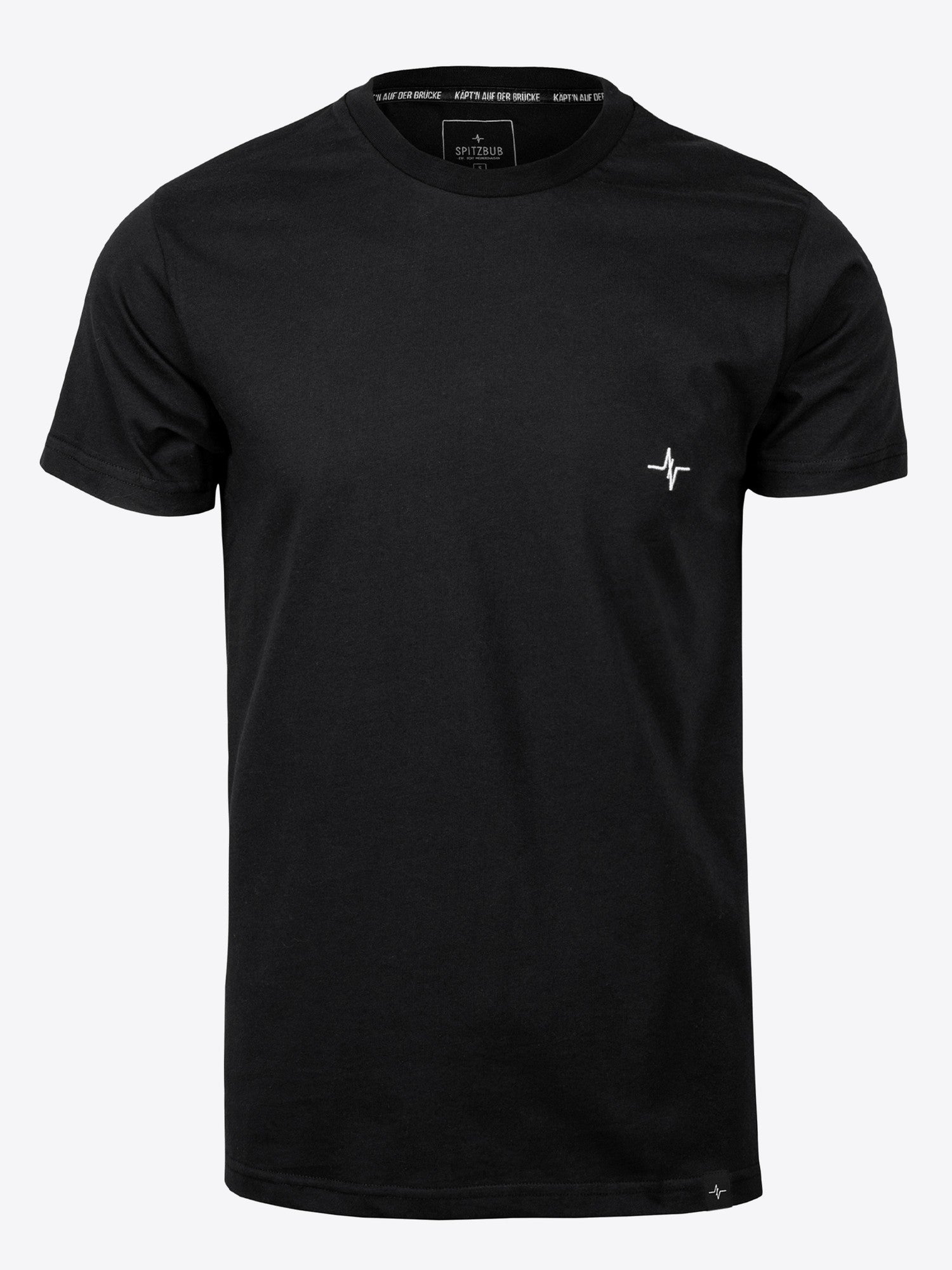 Shirt Günther in Schwarz, Detailaufnahme Logo-Print