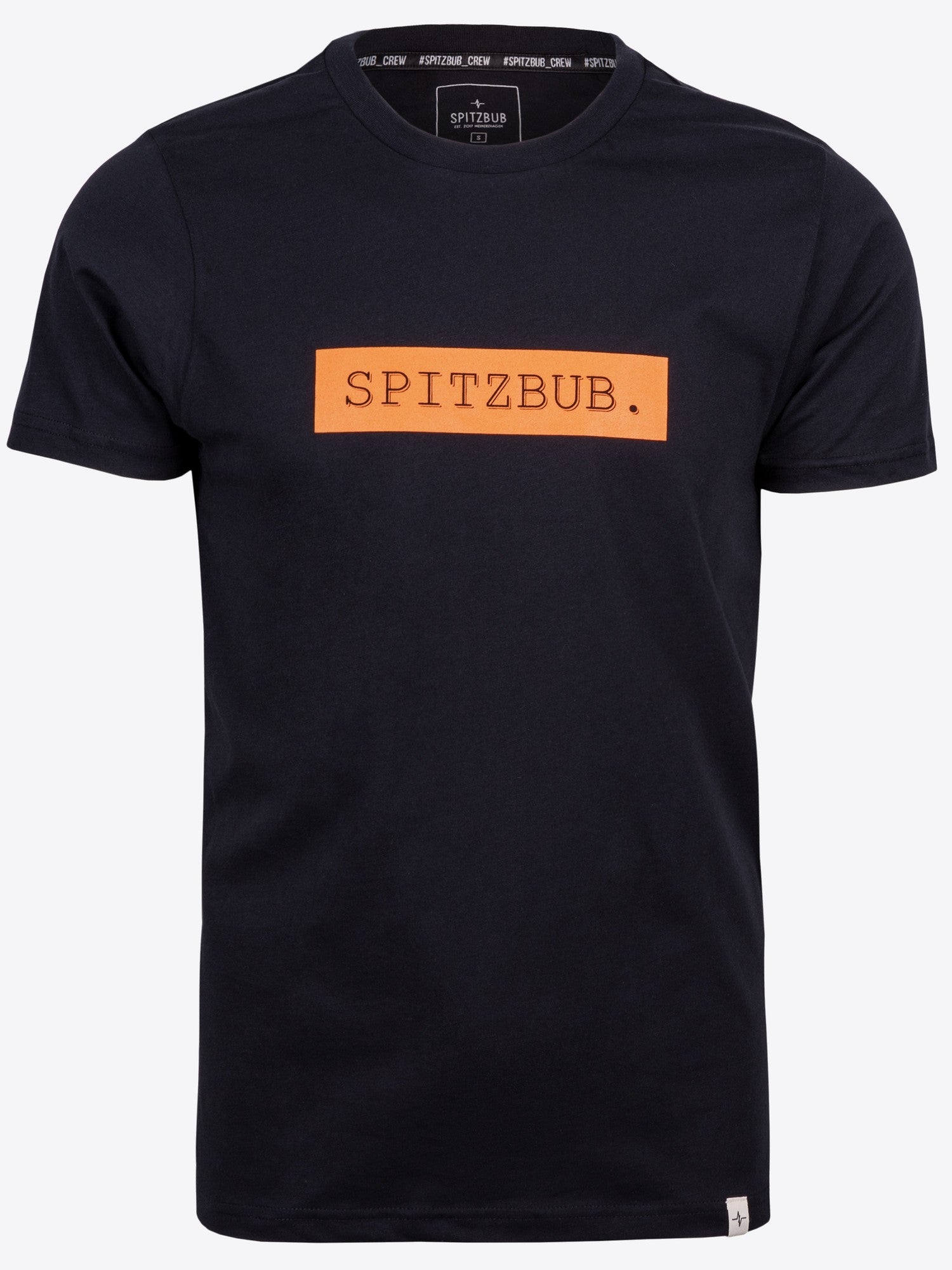 Shirt Johann in Schwarz, Detailaufnahme Logo-Print