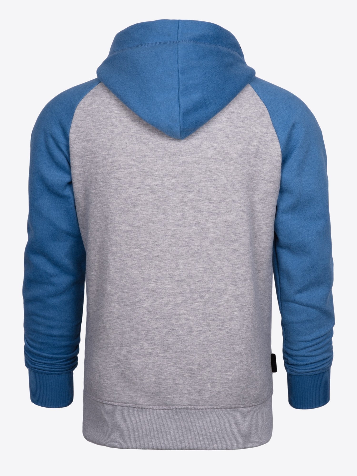 Sweatjacke Jens in Blau-Grau, Detailaufnahme Verarbeitung, Kordel oder Naht