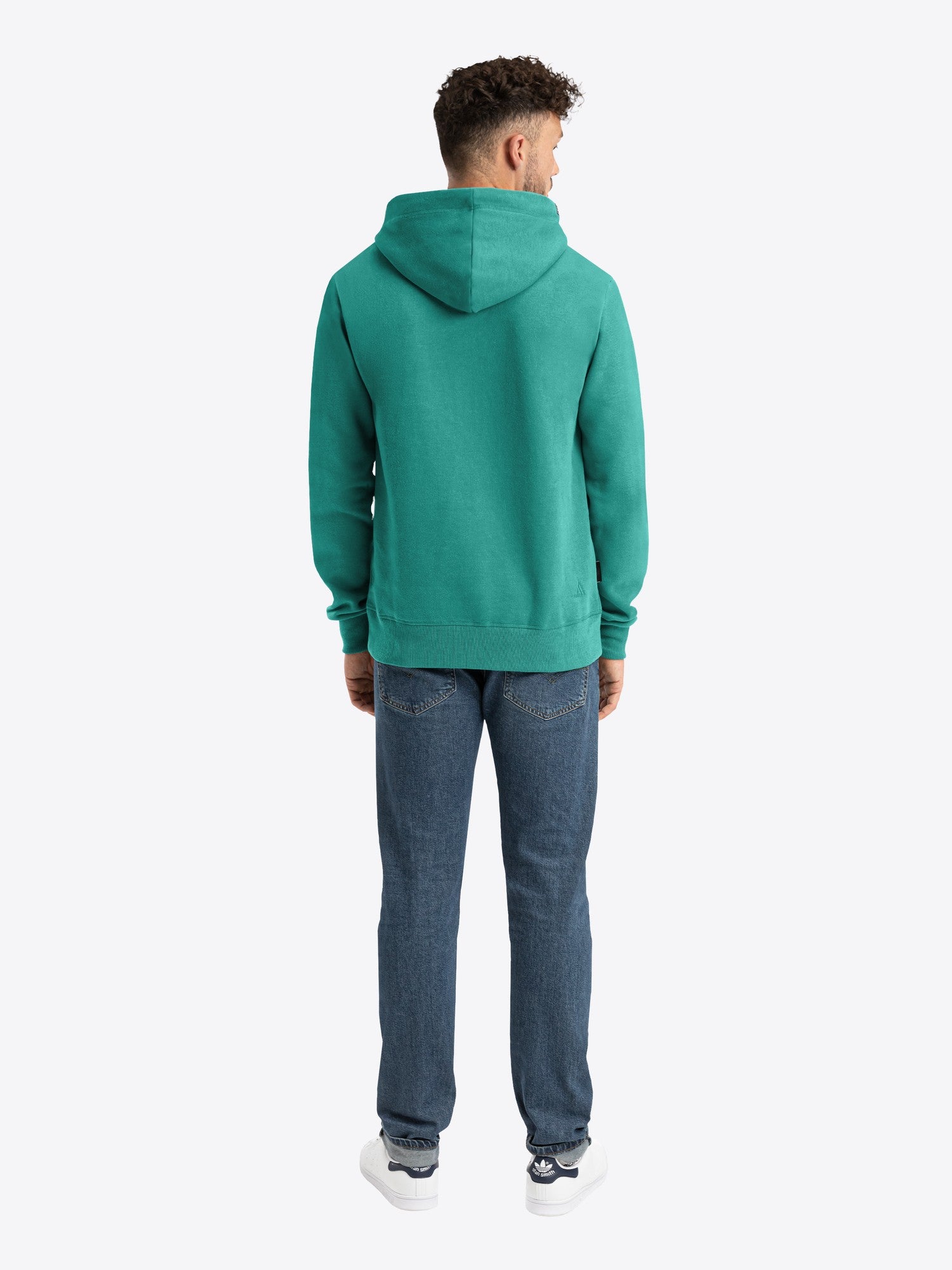 Sweatjacke Nils in Grün, Detailaufnahme Verarbeitung, Kordel oder Naht