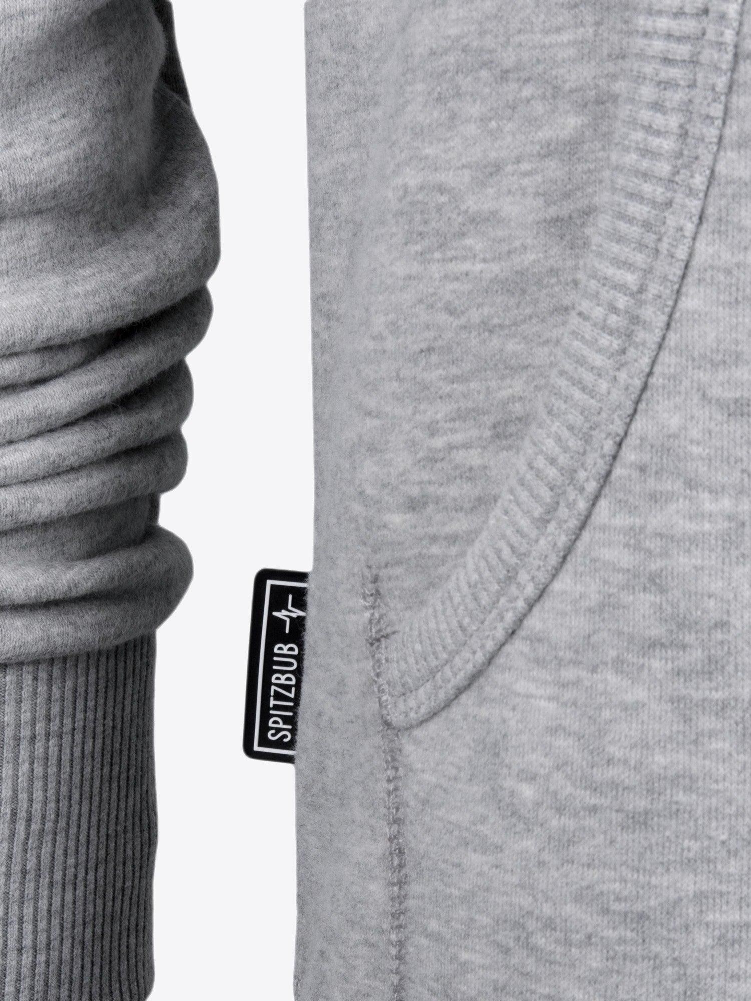 Hoodie Philipp in Grau, Detailaufnahme Verarbeitung, Kordel oder Naht