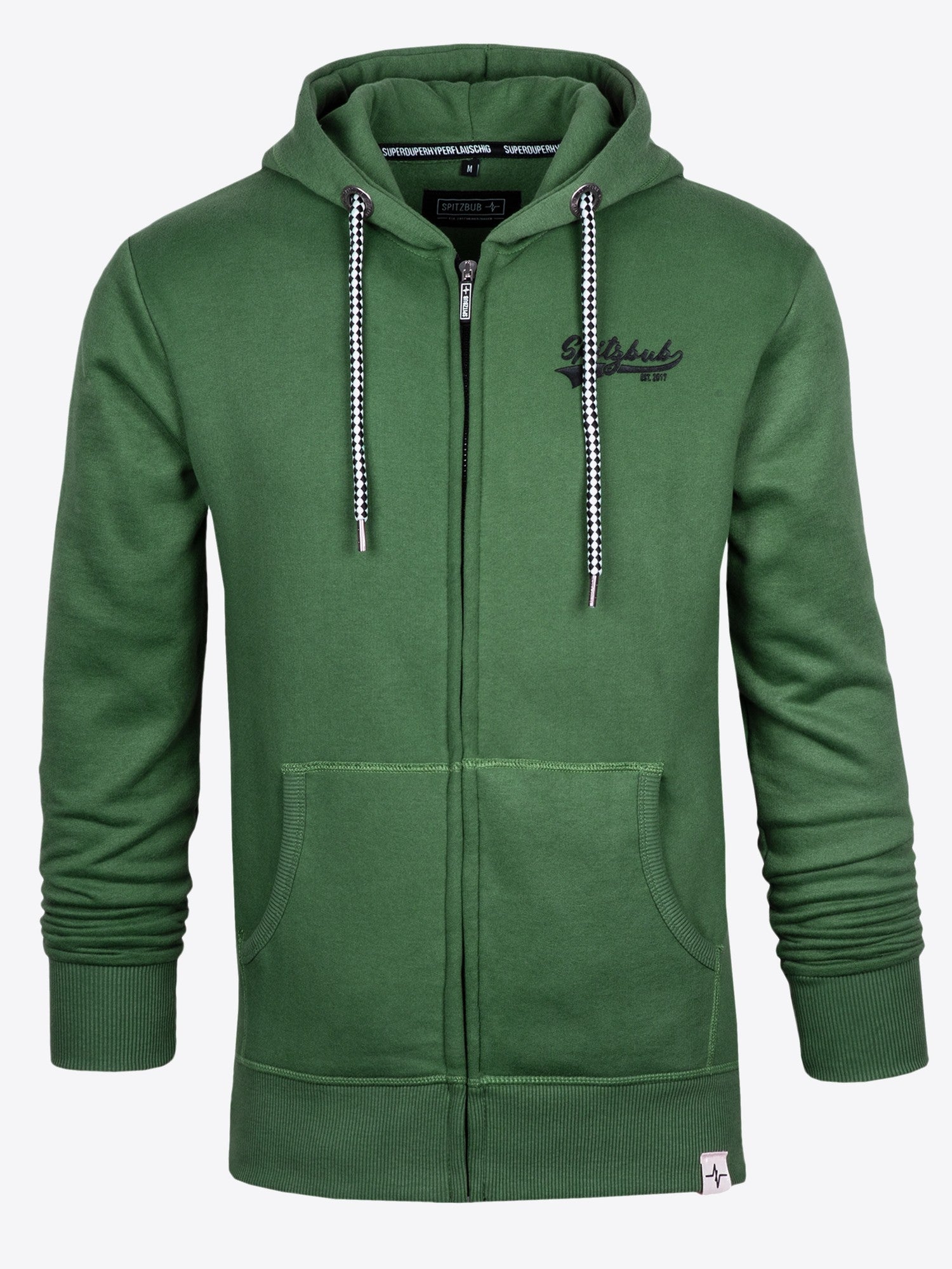 Sweatjacke Norman in Grünton, Detailaufnahme Logo-Print