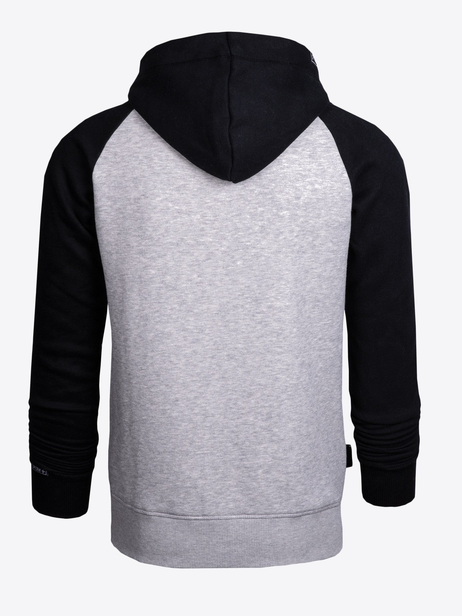 Sweatjacke Lucas in Grau-Schwarz, Detailaufnahme Verarbeitung, Kordel oder Naht