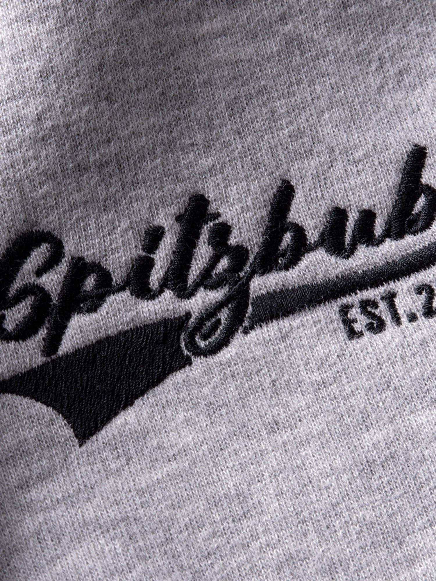 Sweatjacke Lucas in Grau-Schwarz, Detailaufnahme Verarbeitung, Kordel oder Naht