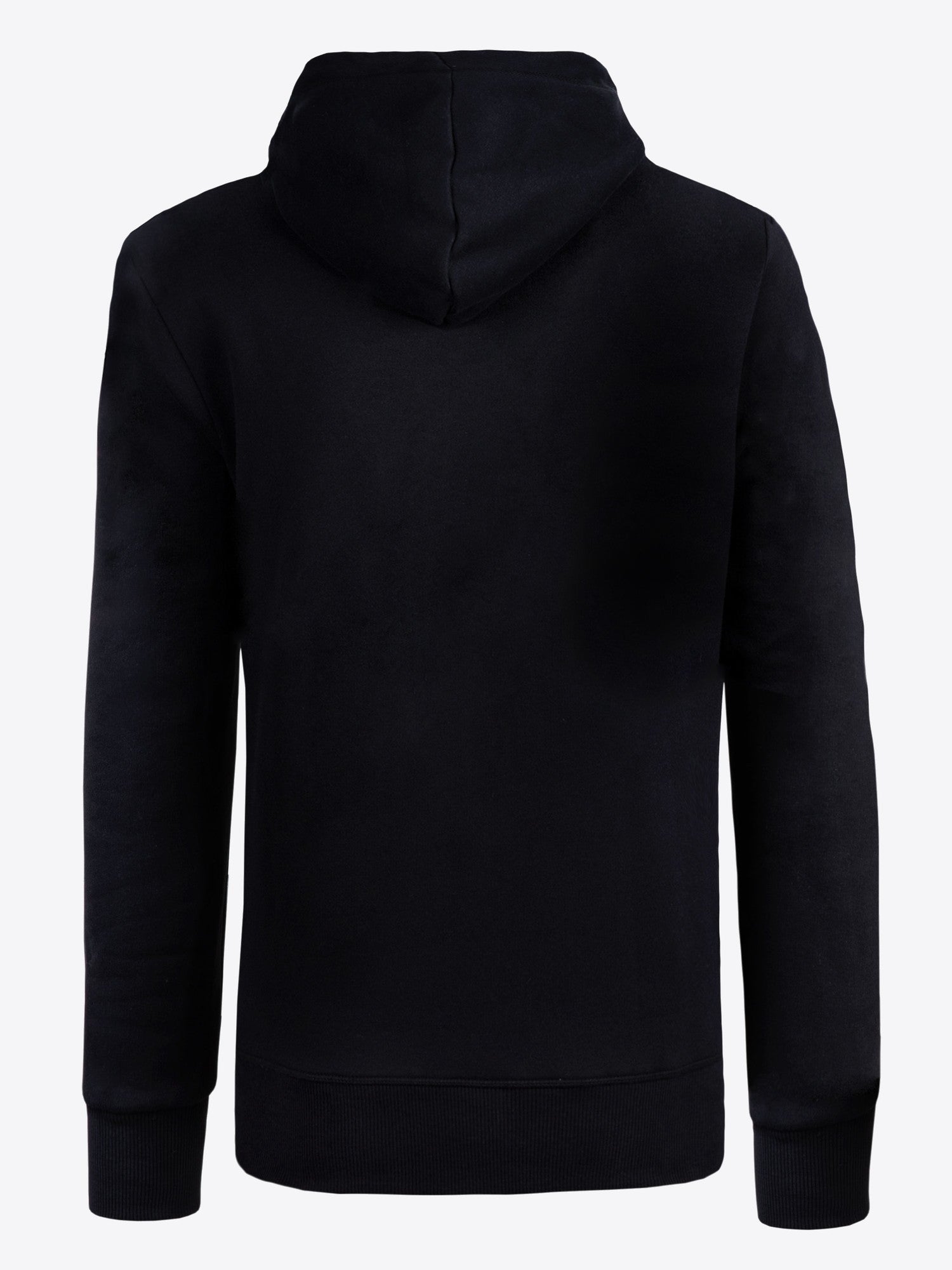 Hoodie Manuel in Schwarz, Detailaufnahme Material am Ärmelbund