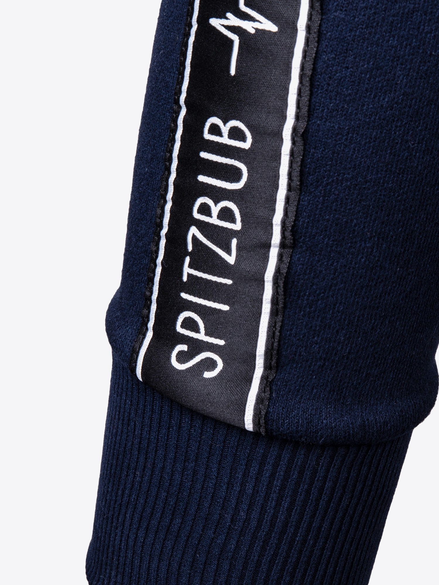 Sweatshirt Wolfgang in Dunkelblau, Detailaufnahme Verarbeitung, Kordel oder Naht