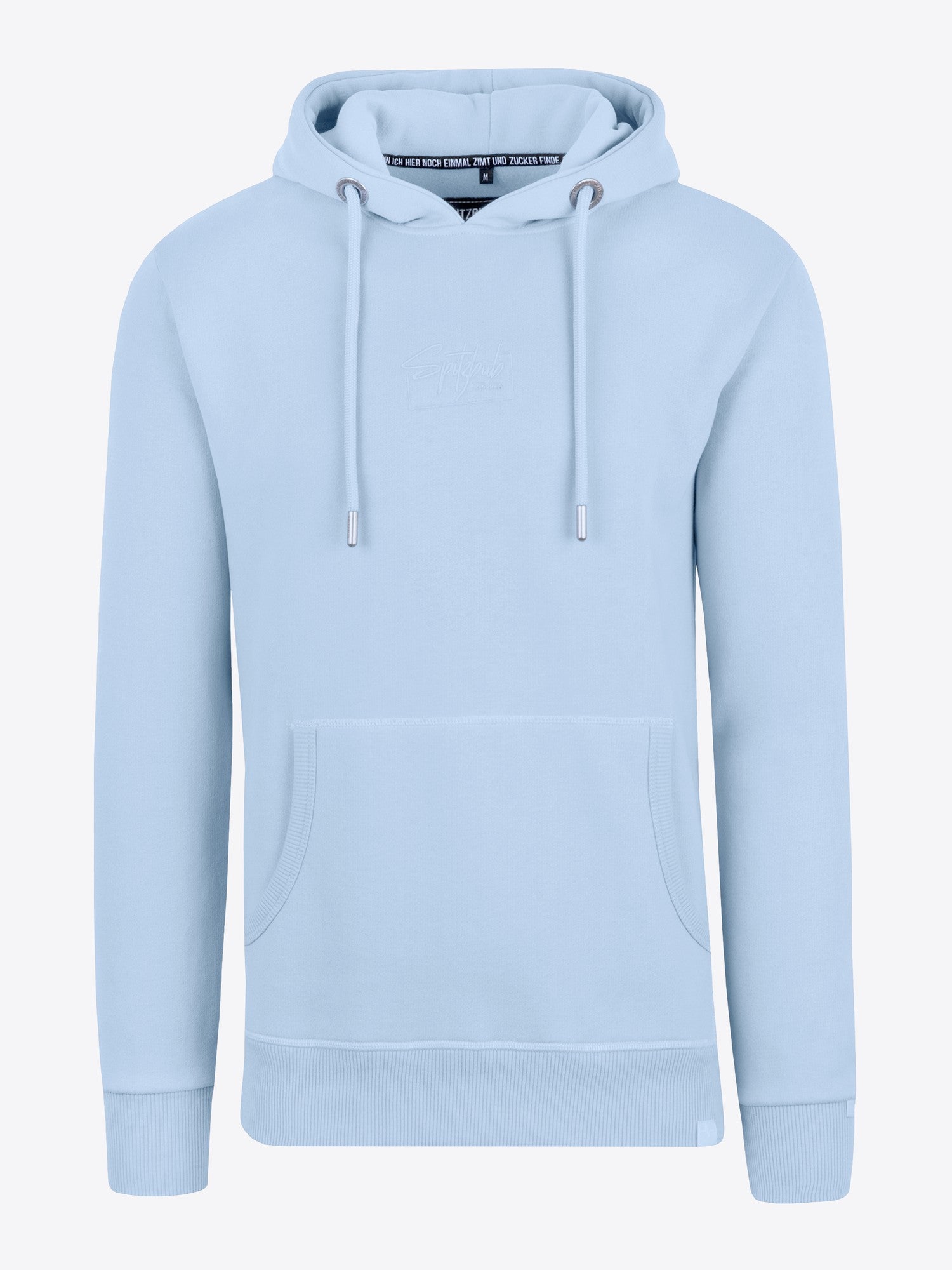Hoodie Linus in Blau, Detailaufnahme Logo-Print