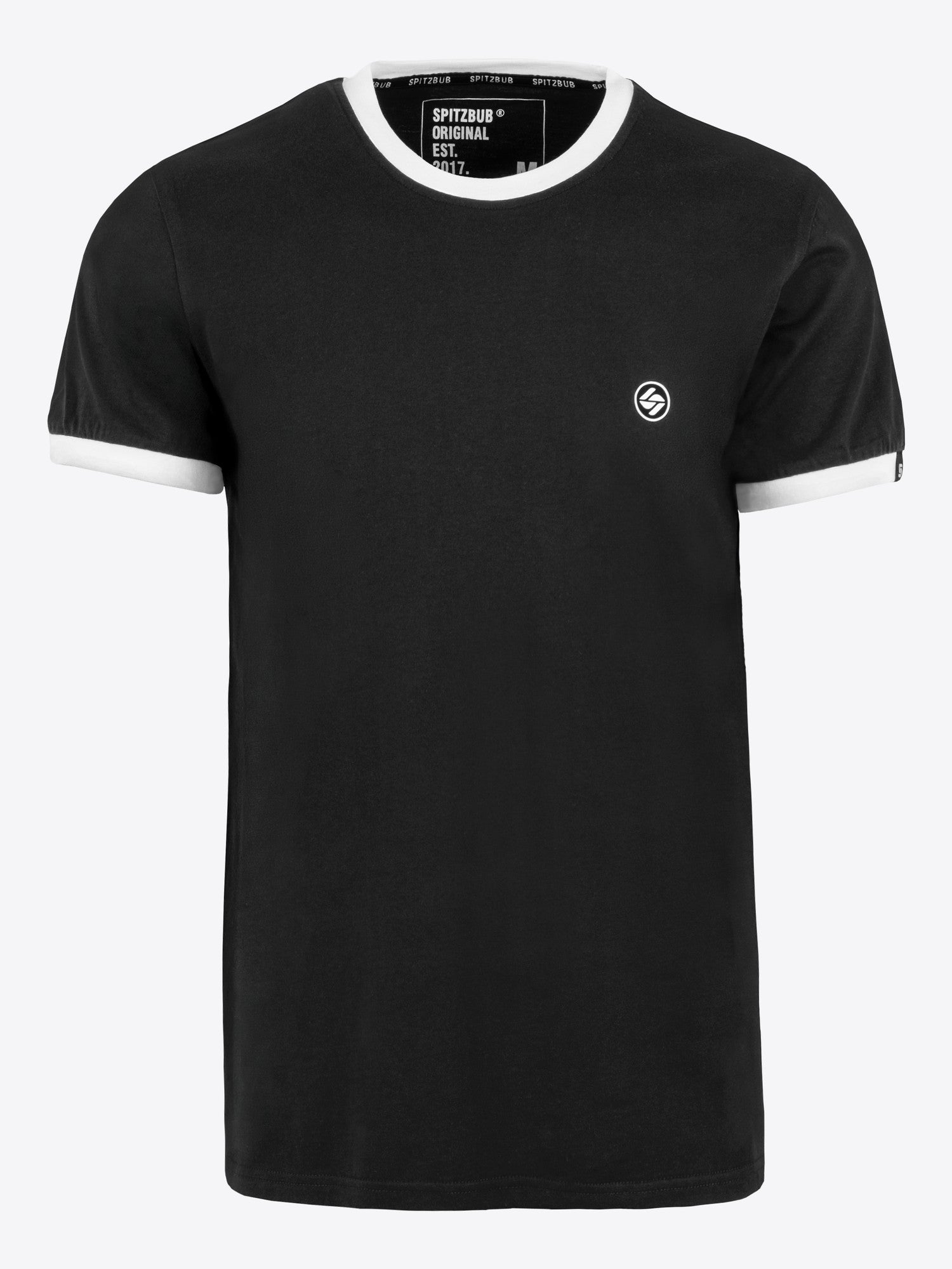 Shirt Marco in Schwarz, Detailaufnahme Logo-Print