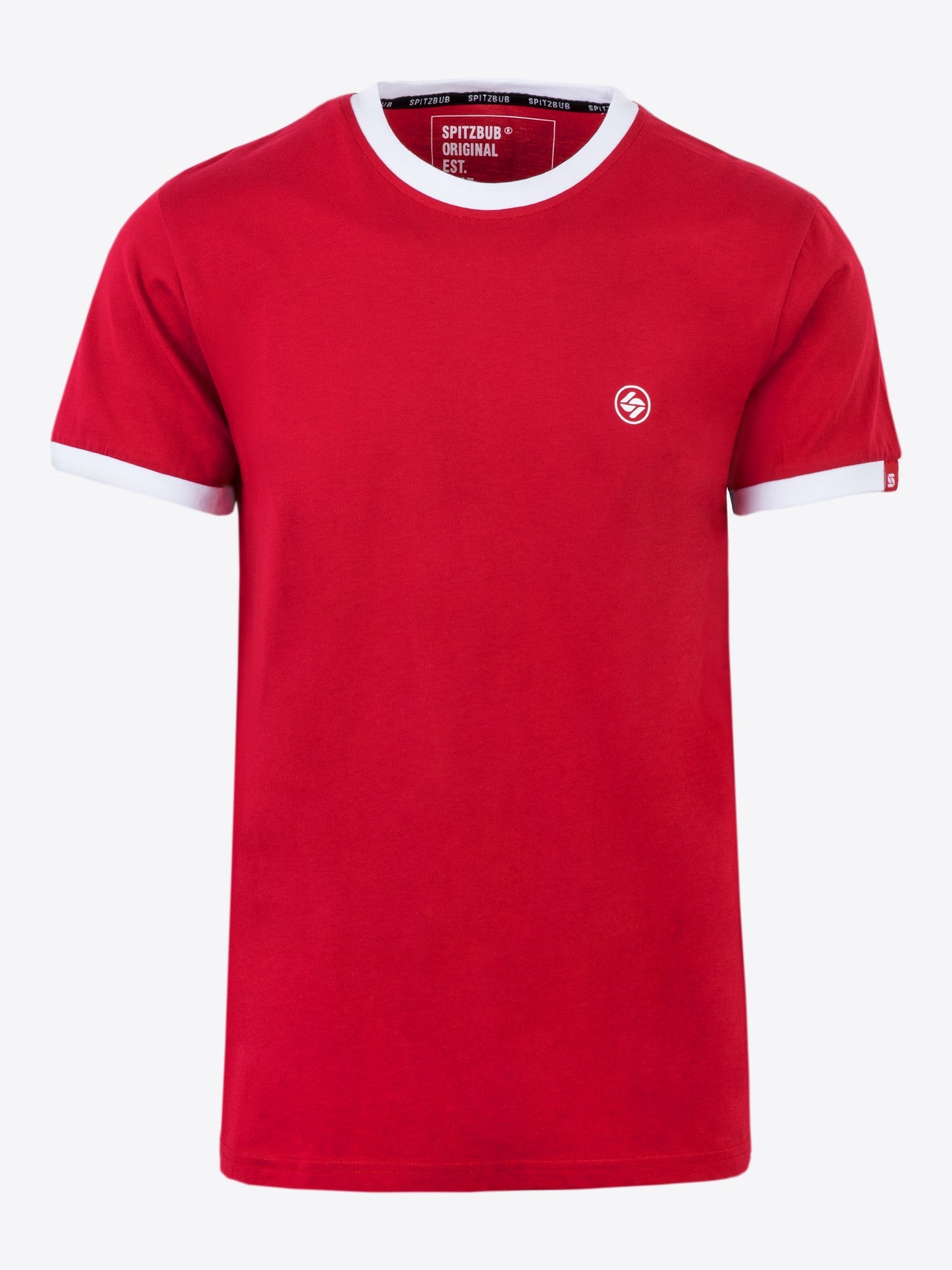 Shirt Gerd in Rot, Detailaufnahme Logo-Print