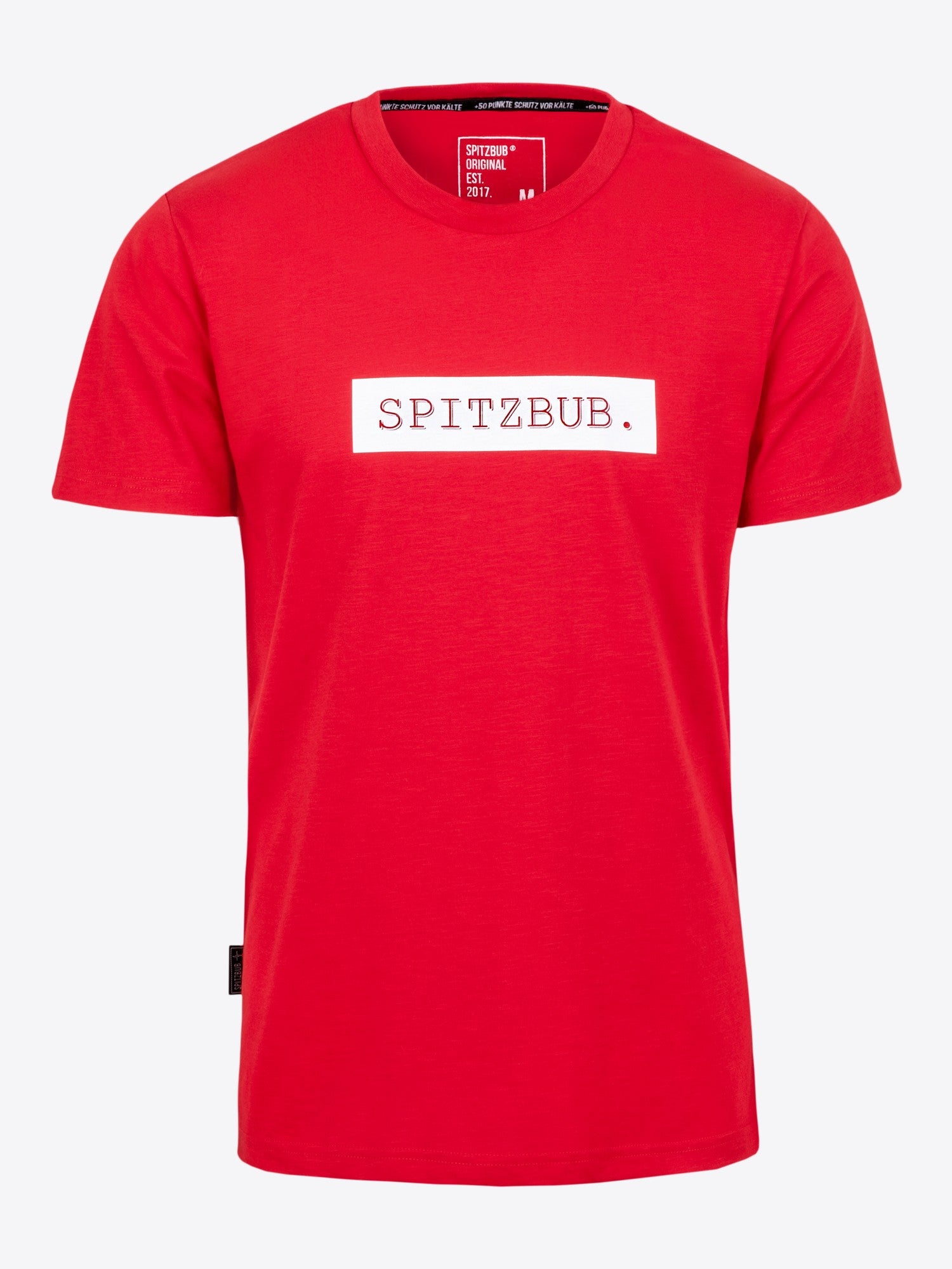 Shirt Udo in Rot, Detailaufnahme Logo-Print