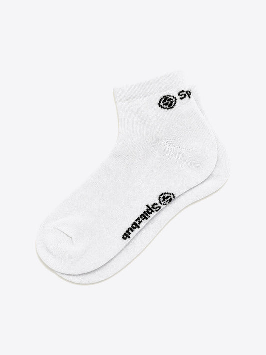 Quarter Socks Weiss von spitzbub STUDIOS, Sockenpaar mit Logo-Stickerei