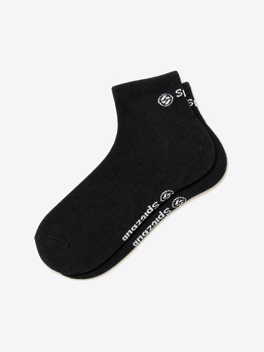 Quarter Socks Schwarz von spitzbub STUDIOS, Sockenpaar mit Logo-Stickerei