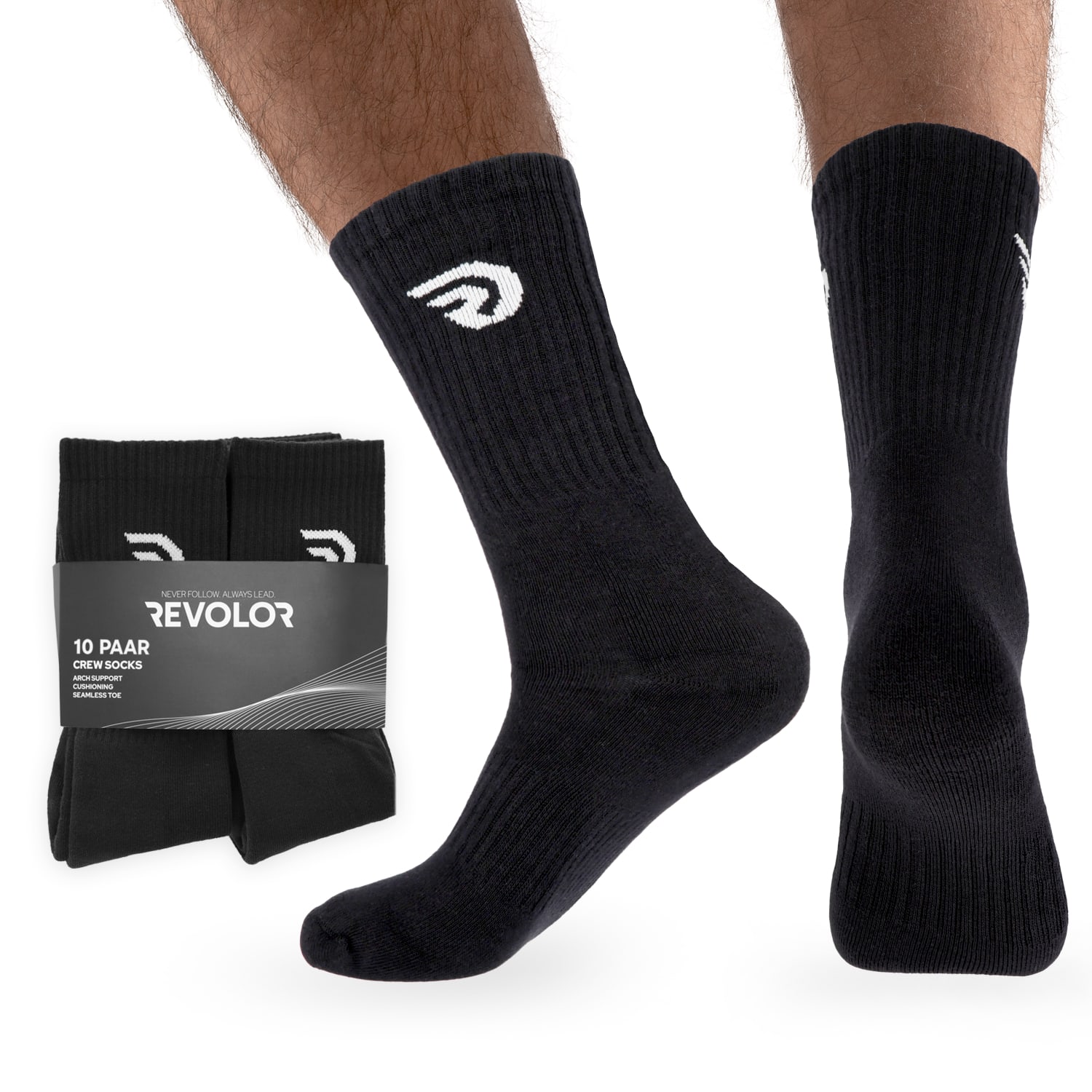 REVOLOR Socken - Mid Calf 10er Pack Schwarz M (43-46) REVOLOR Socken - Mid Calf 10er Pack Schwarz M (43-46)