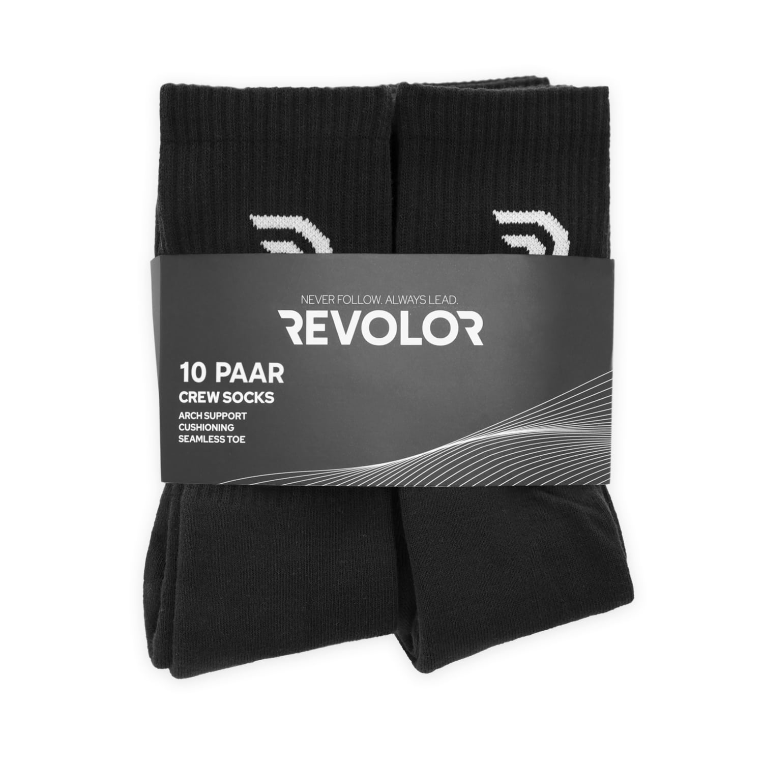 REVOLOR Socken - Mid Calf 10er Pack Schwarz M (43-46) REVOLOR Socken - Mid Calf 10er Pack Schwarz M (43-46)